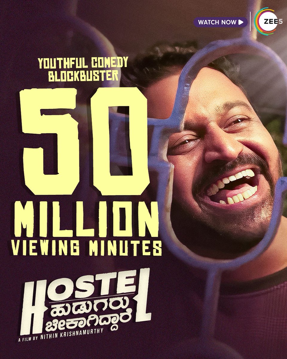 #HostelHudugaruBekagiddare Completes 50 Million Streaming Minutes on @zee5