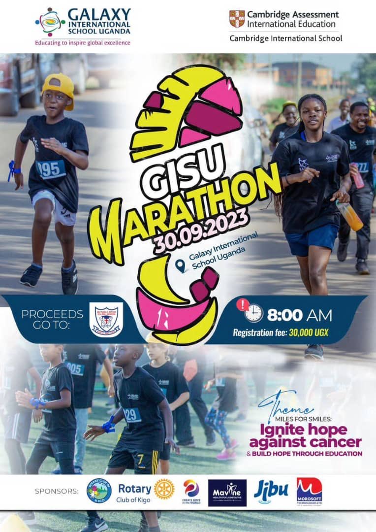 mavinehfocus's tweet photo. 30th September 2023, #8:00AM. 
#GISU marathon at Galaxy International School Uganda.@GISUinfo 
Let’s all turn up, let’s ignite hope against cancer. @mavinehfocus will be there &amp; we are glad to be part of the official partners. https://t.co/VMBAKIzU9E