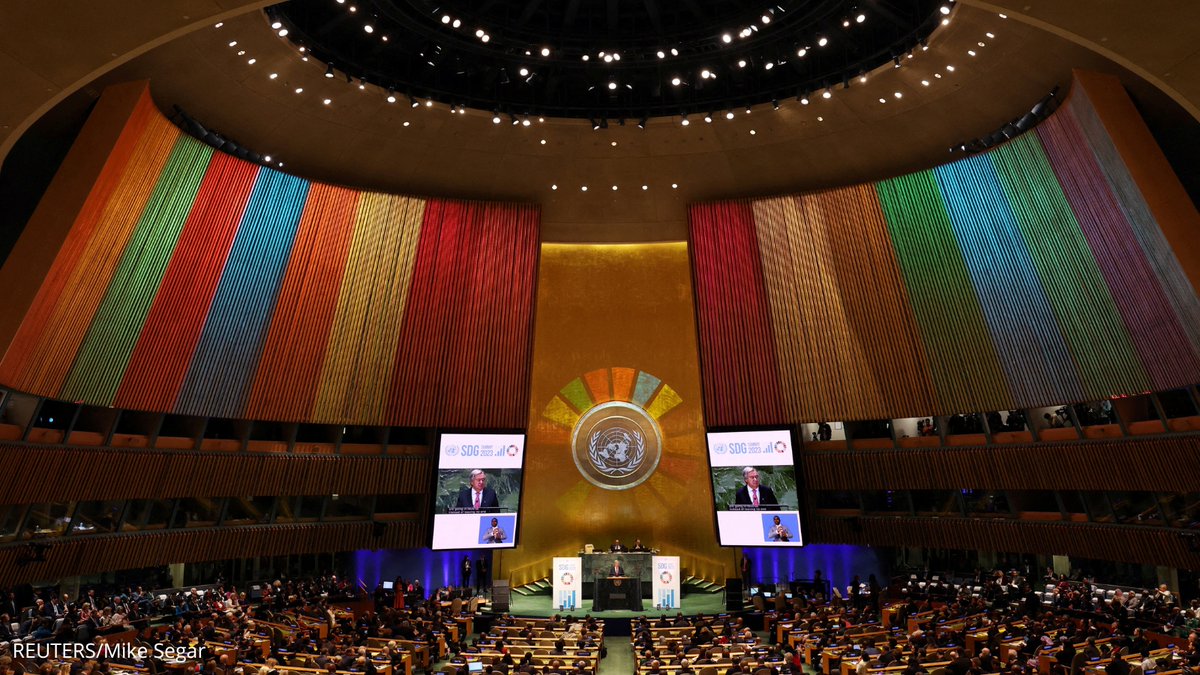 🇹🇷🏳️‍🌈 Turkey's President Erdogan complained on Thursday that he was uncomfortable with the use of what he described as "LGBT colours" at the United Nations - which is decorated this week with the 17 different colours associated with the Sustainable Development Goals.
