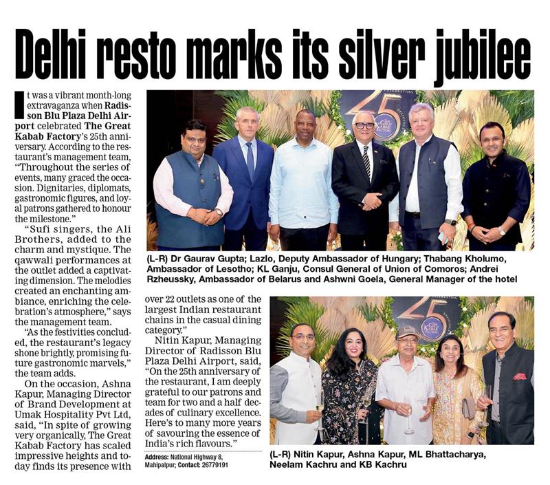 RadissonDelhi's tweet image. A crackle of celebration featuring our illustrious Silver Jubilee! 🥂✨Celebrating 25 years of culinary excellence that have made your favorite hotel experience, unforgettable. 
#25YearsOfHospitality #CulinaryExcellece #AwardWinningRestaurant #RadissonDelhi #RadissonSocialHub