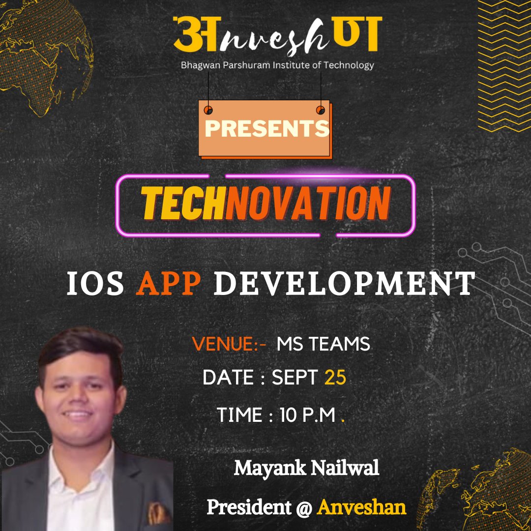 An_veshan's tweet image. 3rd Year IT Undergrad at BPIT and currently serving as the President of AnveshanBPIT. He has a deep interest in IOS App Development which has been shown by his awesome projects which are available on his LinkedIn✨
#TECHNOVATION2023 #AnveshanBPIT