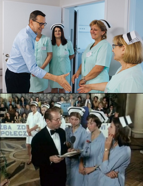 dementorzy's tweet photo. #AbsurdyPiS-Wybory to czas weryfikacji realizacji obietnic obecnego rządu i prezentacja kierunku rozwoju na przyszłość
A co mamy:
-kampanię nienawiści
-dalsze dzielenie społ.
-#propaganda (👇pielęgniarki nie noszą czepków od lat '90)
-brak debaty
-wykorzystanie aparatu władzy... https://t.co/ddEbxbD0YN