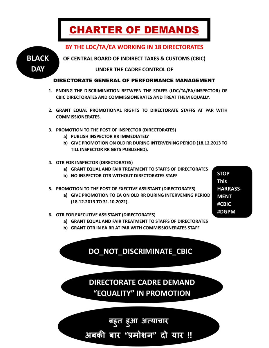 AK52847044's tweet photo. In Commissionerate – 2015 batch got promotion to EA
In Directorate – 2012 batch got no promotion
This is discrimination @cbic_india @FinMinIndia @nsitharamanoffc @narendramodi
#CBIC_Against_Directorates
#CBIC_Against_Promotion https://t.co/lJqrnuDyS5