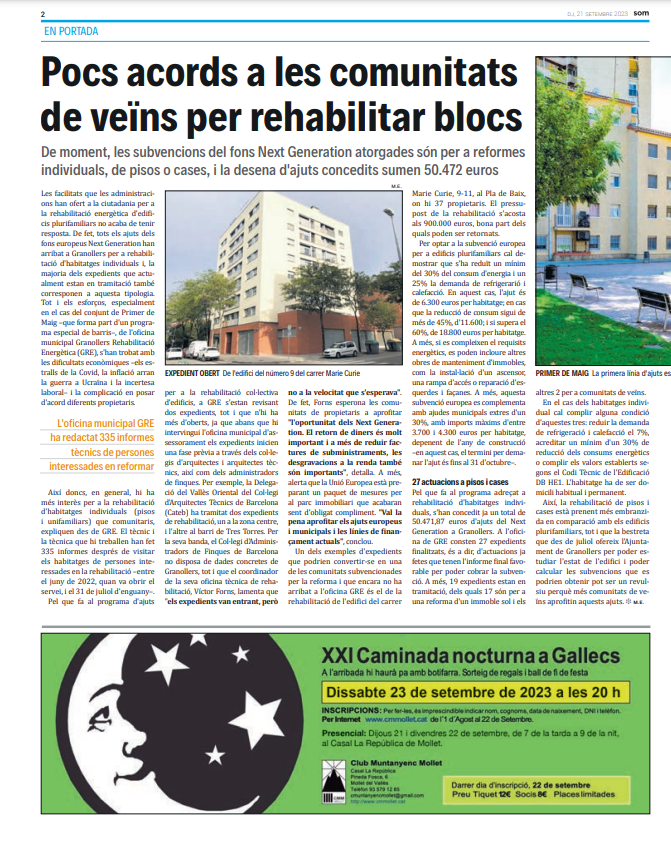 CAFbcn_lleida's tweet photo. Parlem sobre els Fons #NGUE al @DiariSomGRN.
És molt important que les #comunitatsPropietaris aprofitin aquesta oportunitat. El retorn es tradueix en:
👉Diners
👉Reducció a les factures de subministraments
👉Degravacions renda
#CAFBL #CollegiAdministradorsFinques #AFcollegiats https://t.co/gXrP4SkCQz
