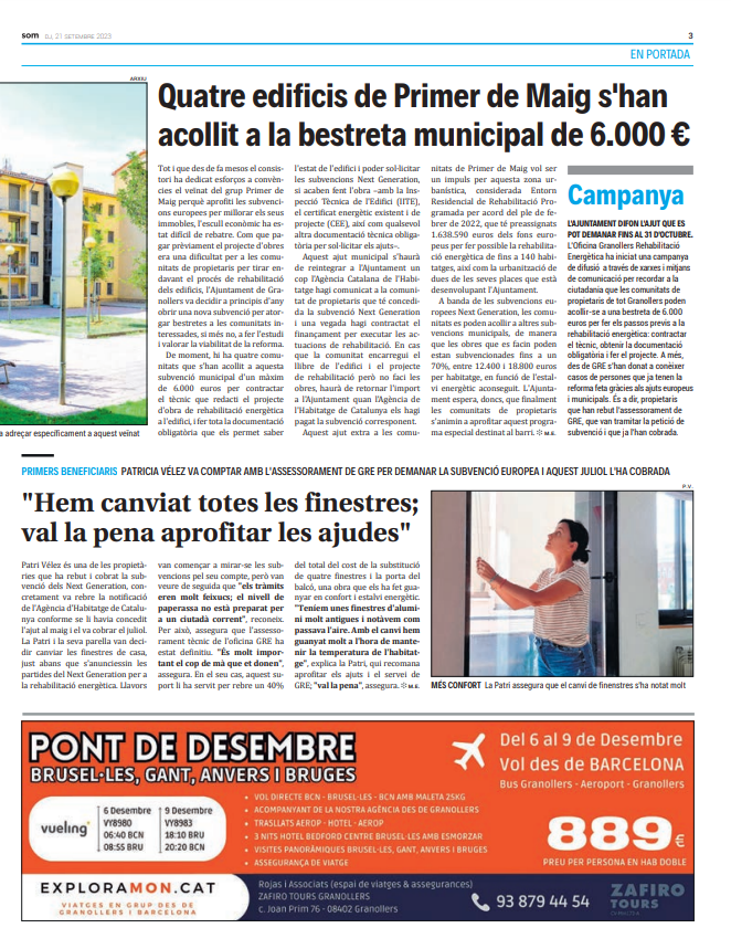 CAFbcn_lleida's tweet photo. Parlem sobre els Fons #NGUE al @DiariSomGRN.
És molt important que les #comunitatsPropietaris aprofitin aquesta oportunitat. El retorn es tradueix en:
👉Diners
👉Reducció a les factures de subministraments
👉Degravacions renda
#CAFBL #CollegiAdministradorsFinques #AFcollegiats https://t.co/gXrP4SkCQz