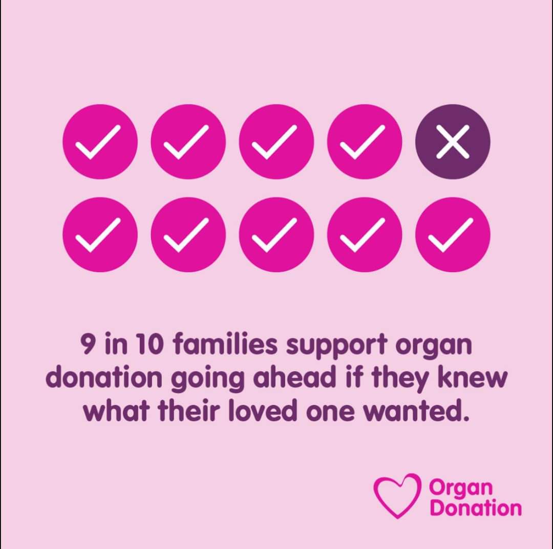 Day 5 Organ of Donation Week 💗
Let's help raise awareness of Organ Donation and encourage people to have the conversation, share their wishes, and register them. 
#LeaveThemCertain #organdonationweek #OrganDonation #ShareYourWishes 
Thank you 💙💗