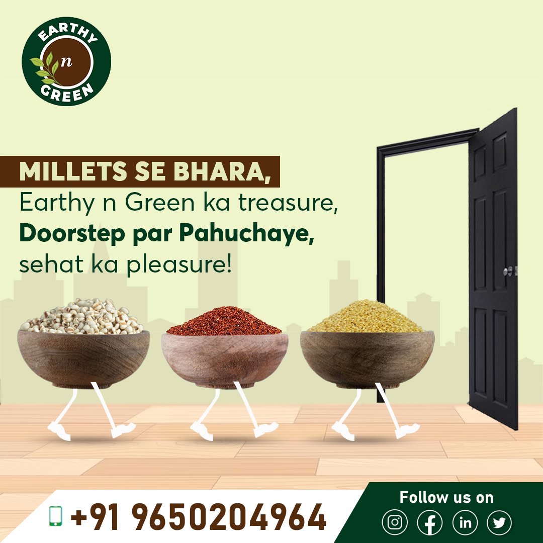 earthy_n's tweet photo. Our commitment to our farmers is reflected in every Millet we offer. From field to plate, Earthy n Green ensure that you receive the best of nature's bounty, delivered conveniently to your doorstep.
#HealthyEating #SupportLocalFarmers #MilletMagic #EarthyNGreen https://t.co/OcMmRjqzFn