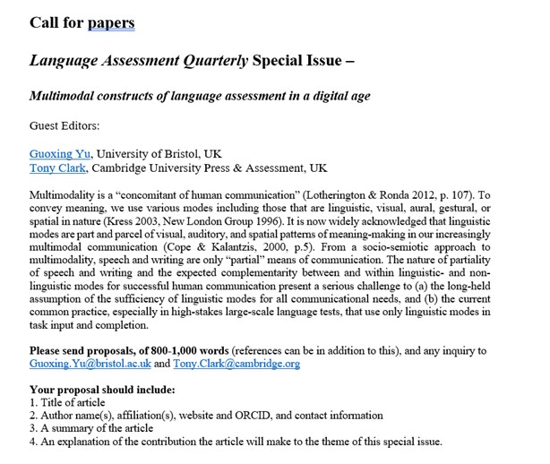 See call for papers below, feel free to contact us for more details if required