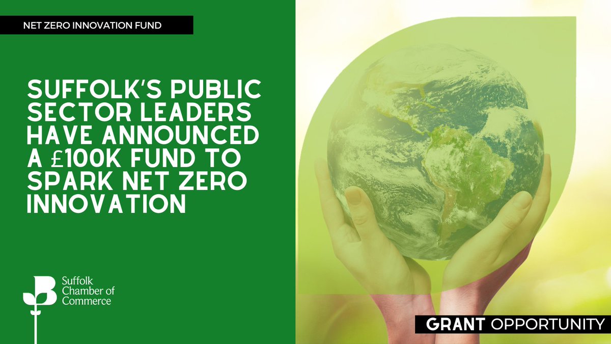 💼NET ZERO INNOVATION FUND 🍃
Suffolk’s public sector leaders have announced a £100k fund to spark net zero innovation across the county.
More information 🔗  carboncharter.org/terms-of-the-n… 
#NetZeroInnovationFund #NetZeroSuffolk #NetZeroTransition #SuffolkBusinesses