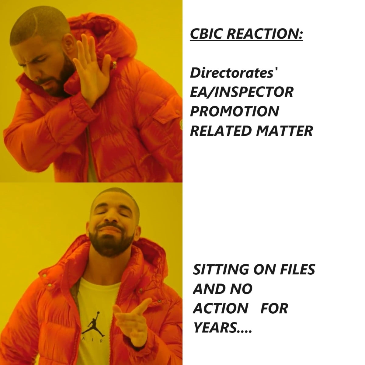 AK52847044's tweet photo. 10 years gone since CR 2013, still no RR (Directorates)
Why should we pay for your incompetence @cbic_india
Kab jagega apna CBIC???
@FinMinIndia @nsitharamanoffc @narendramodi
#CBIC_Against_Directorates
#CBIC_Against_Promotion https://t.co/A14cnmPg8U