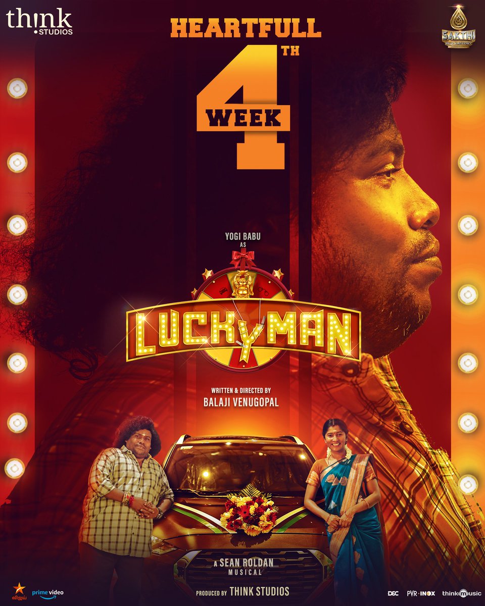 ThinkStudiosInd's tweet photo. #LuckyMan continues its successful run into the 4th Week ! Don't wait, book your tickets Now✨

Book Now- https://t.co/MxuEG3w7Fs

#LuckyManReviews 
#TimeToFeelGood

@iYogiBabu @balajesaar @ActorVeeraBahu @actorabdool_lee @RaichalRabecca  @RSeanRoldan @iamkarki @sandeepkvijay_ https://t.co/FDrlx1CUKc