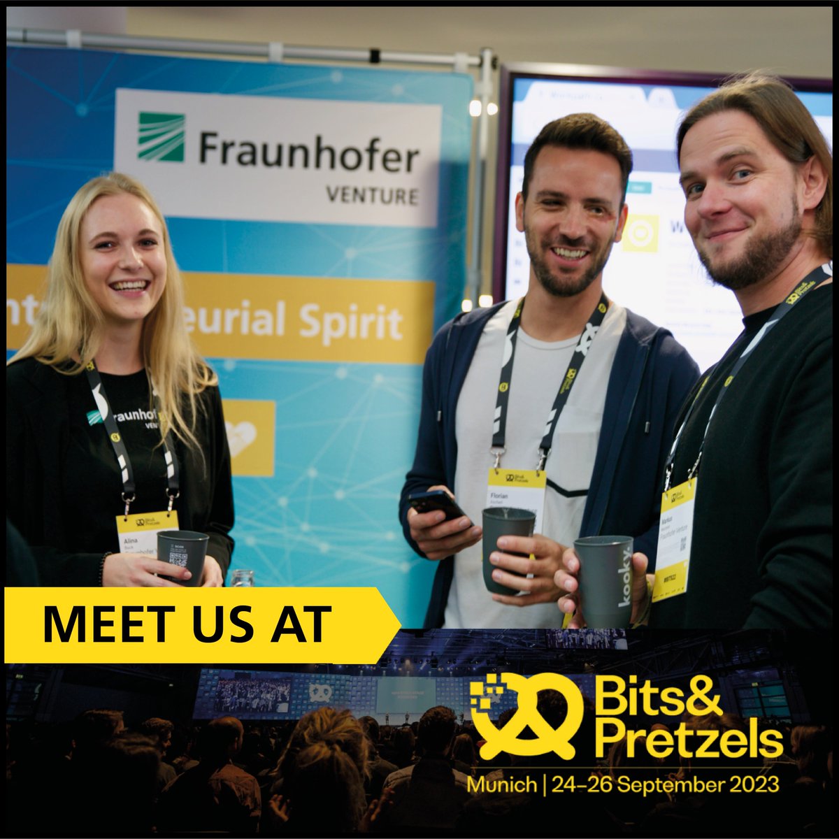 It’s vibrant, it’s inspiring, it’s <a href="/bitsandpretzels/">Bits & Pretzels</a> – and it’s just around the corner: Meet us at booth E 24 and check out #fraunhofer #deeptech opportunities for your #startup, your career and your network - see you there!