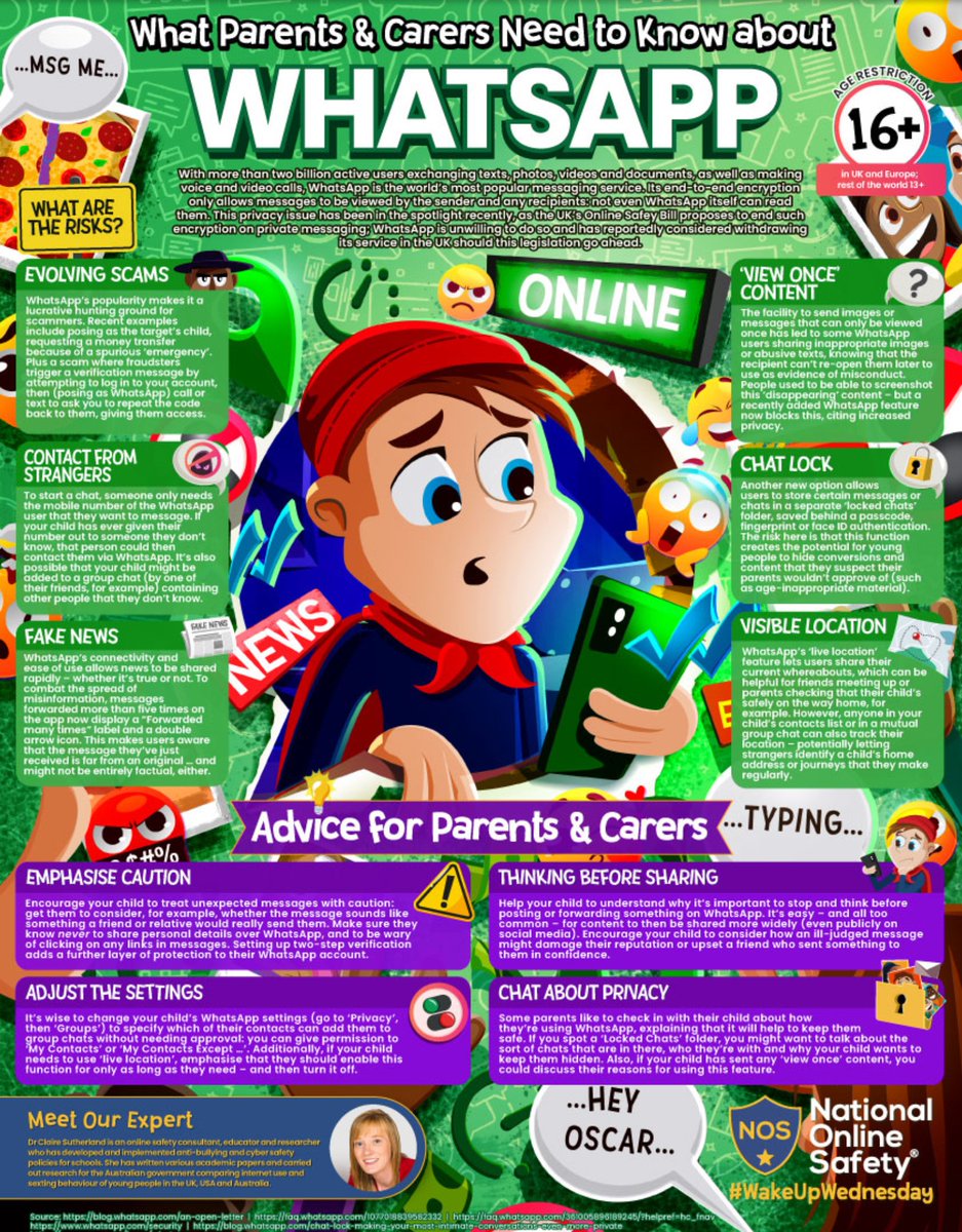 What's App is designed to be used by people over the age of 13. However, we are aware that some of our pupils do use it at home. Please take time to read the information to ensure children stay safe.