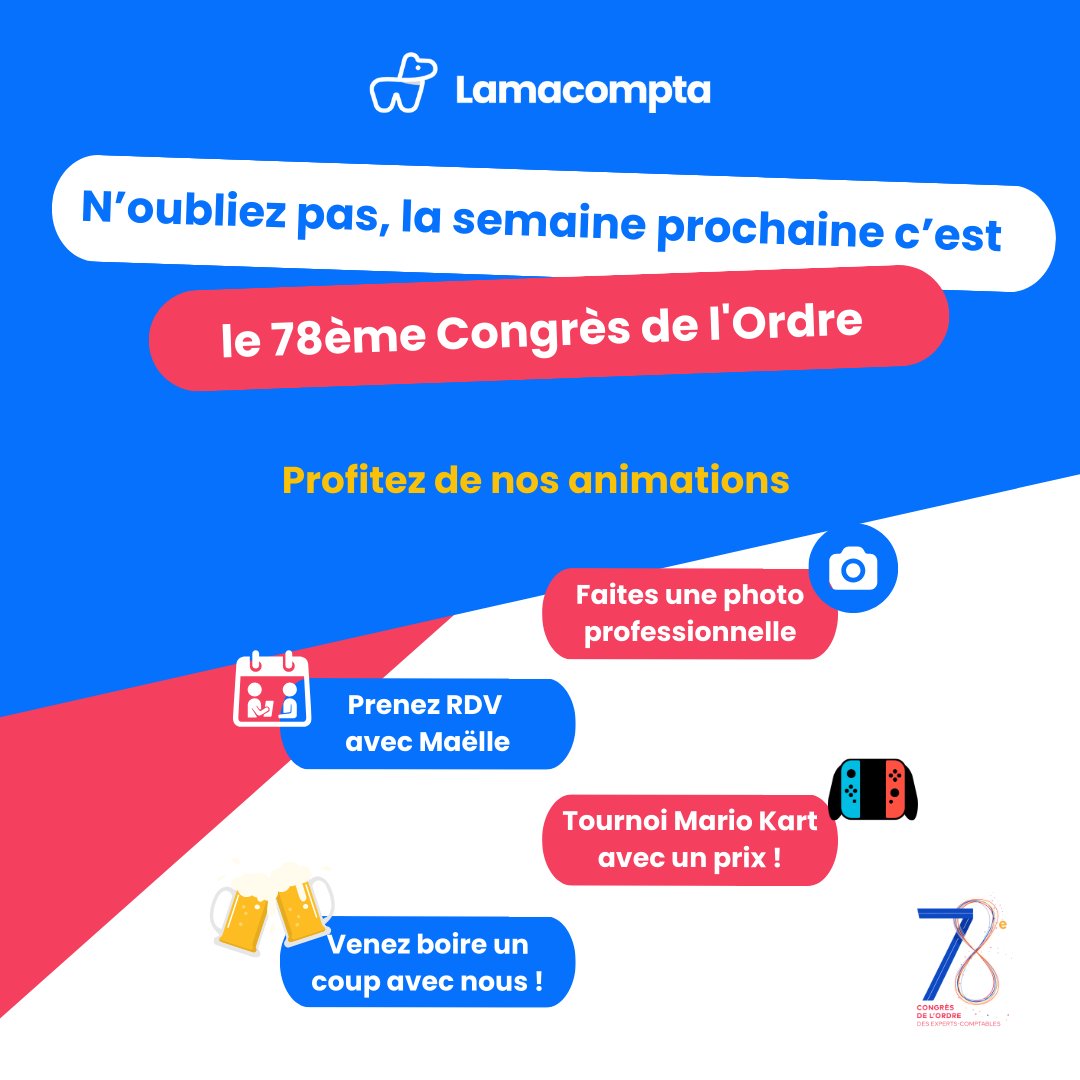Dernier jour avant le week-end, et la semaine prochaine c'est le Congrès ! 🤯

Nous avons hâte de vous rencontrer et d'échanger avec vous autour d'un verre ou d'une tasse de café.

#compta #expertcomptable #compta #78COEC