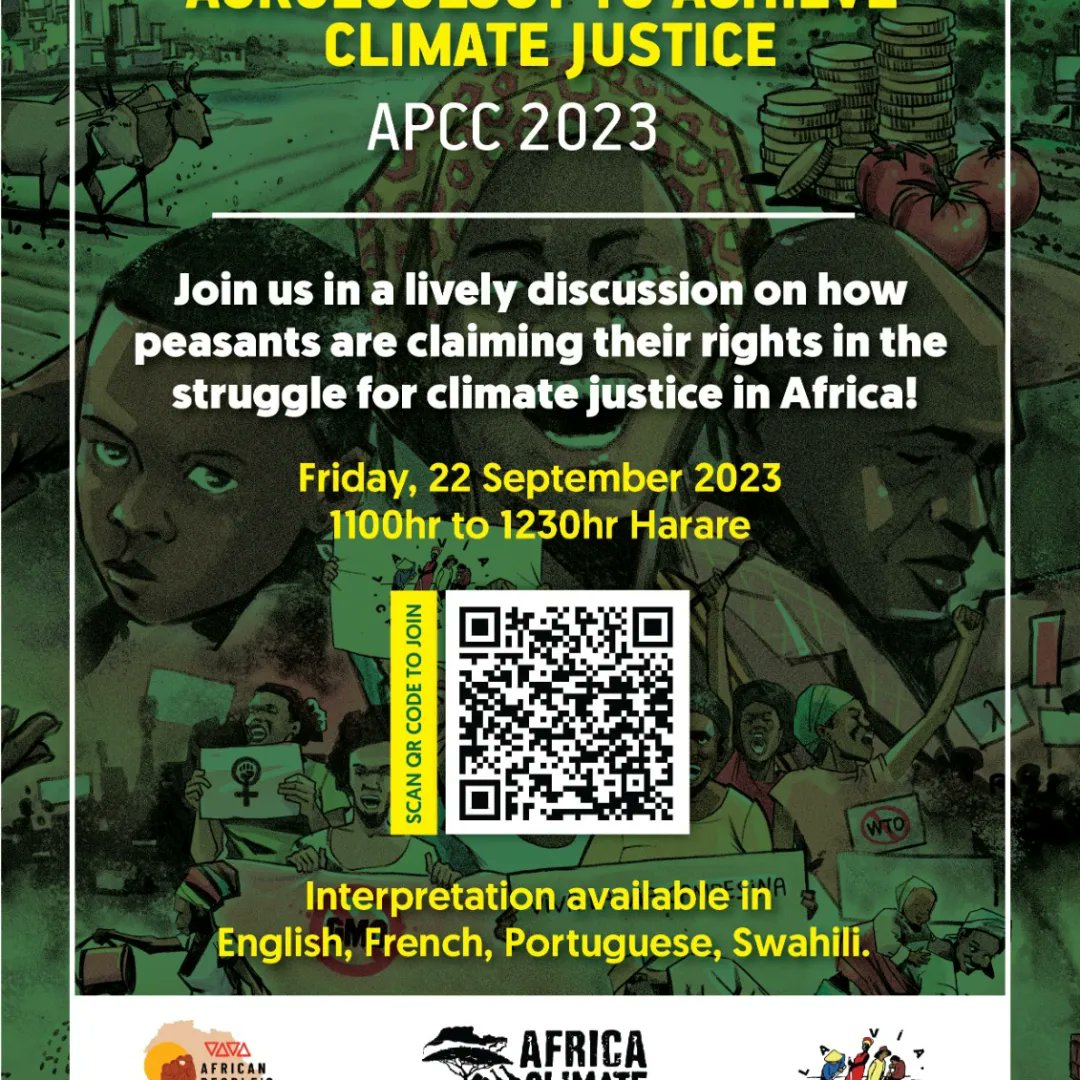AfricanCJGroup's tweet photo. Peasants', rights are human rights!! Not to be ignored. Join @lvcseaf today for an interactive discussion on how #peasants are reclaiming their rights for #climatejustice https://t.co/f5FlfuEnGn #apcc23 https://t.co/GSEtUW7ClN