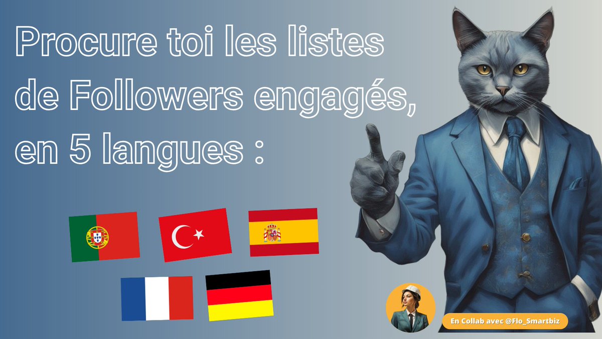 🚨 AUGMENTATION DU PRIX X2 ! 🚨

Depuis la NOUVELLE LIMITE TWITTER !

Il faut encore plus de temps pour faire des listes de followers engagés

ALORS, prends tes listes dejà faites, en 5 langues : bit.ly/44vAfM7

1 Liste = 5€, dépêche toi avant qu'elle ne passe à 10€ ⏳