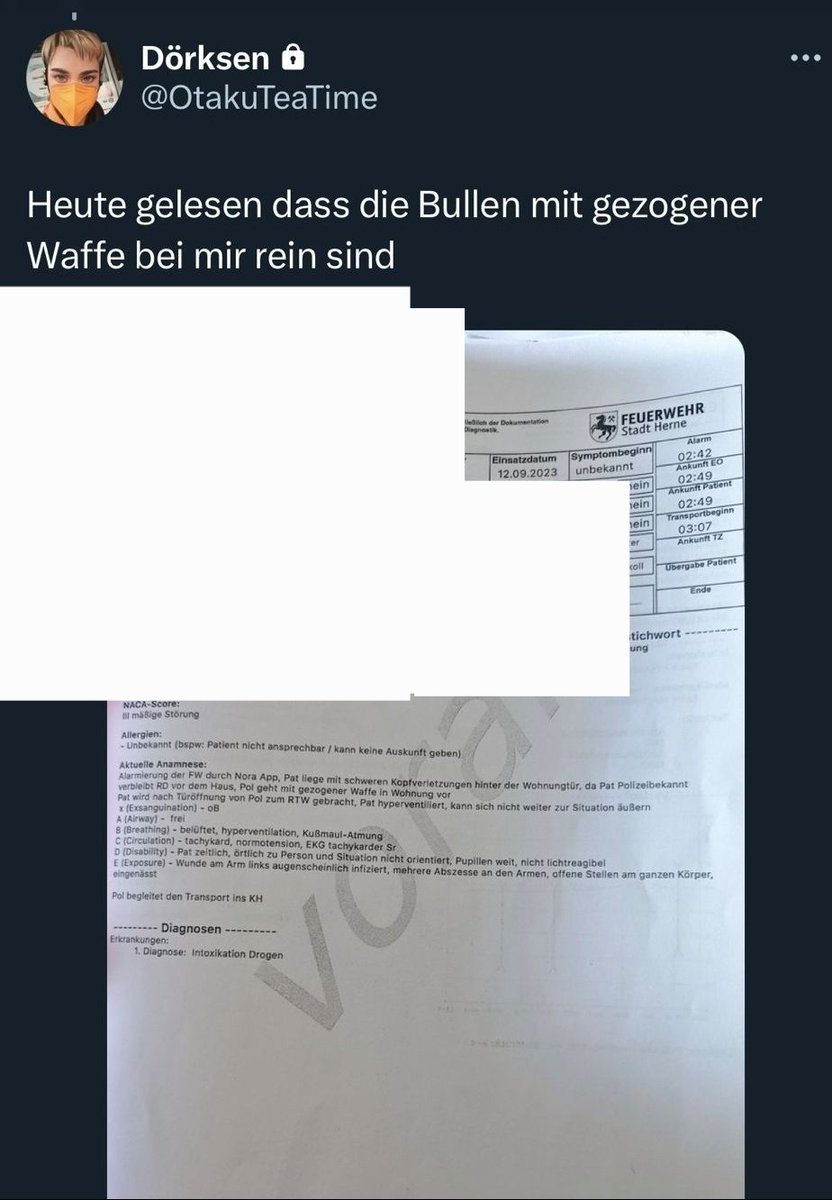 Kutterchen1510's tweet photo. Darauf kann man natürlich sehr stolz sein! Selbstverständlich leakt man sich selbst und auch die RTW Besatzung. https://t.co/jdl92rH27L