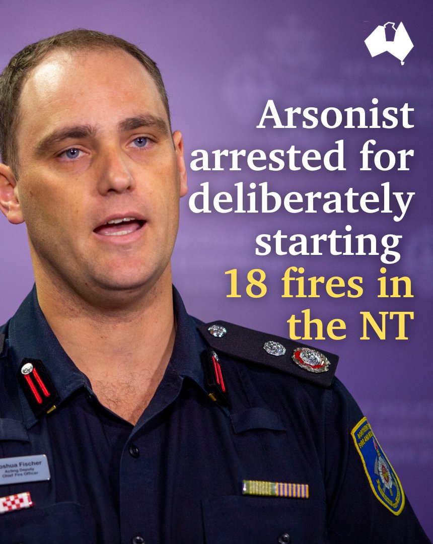 A MAN POLICE ALLEGE DELIBERATELY LIT 18 FIRES THAT EXTENSIVELY DAMAGED PROPERTY AND LAND AND PUT BUSINESSES AT RISK HAS BEEN ARRESTED. #NTNEWS bit.ly/3rsKu6s