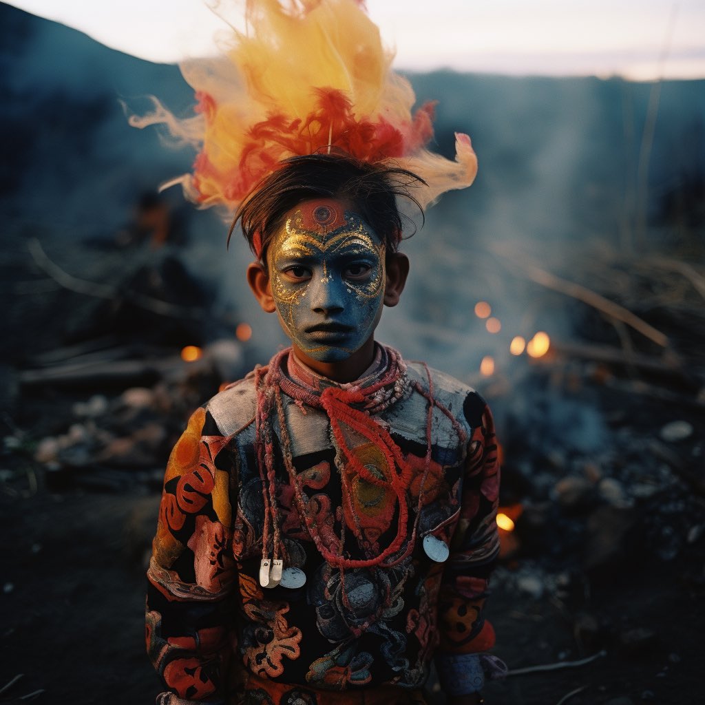 (Dystopian future) 
Children of the Ganges. …
Images made on #midjourney #dystopian #ai #portrait #colourful #aiportraits #aicommunity