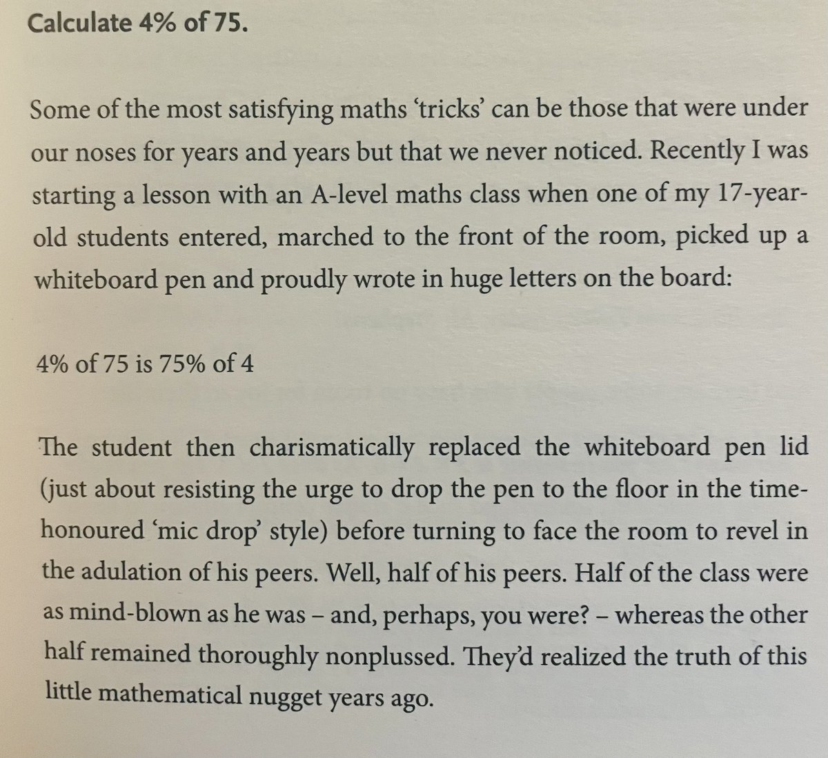 We love a maths shortcut: Did you know that 13% of 50 is the same as 50% of 13?  <a href="/kyledevans/">Kyle D Evans</a> has lots of fun maths tricks in his book. <a href="/FirrhillHigh/">Firrhill High School</a>