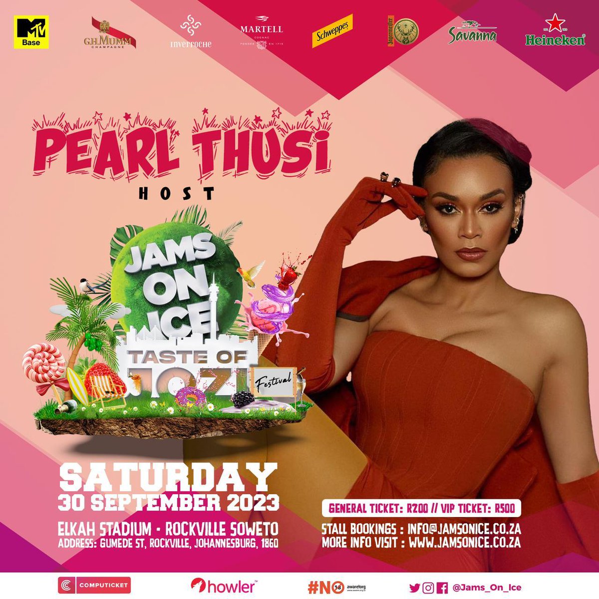 AHT_YssY's tweet photo. @PearlThusi will be there
@kelvinMomo_ will be there
@Iamcruzafrika will be there
@DBNGOGO  will be there

It's the #JamsOnIceTasteOfJozi Spring Festival, in Soweto at the ELKAH STADIUM on 30th September

Get your tickets here. https://t.co/d0vGVk6Liw

@JamsOnIceSoweto https://t.co/urUJVZOAnd