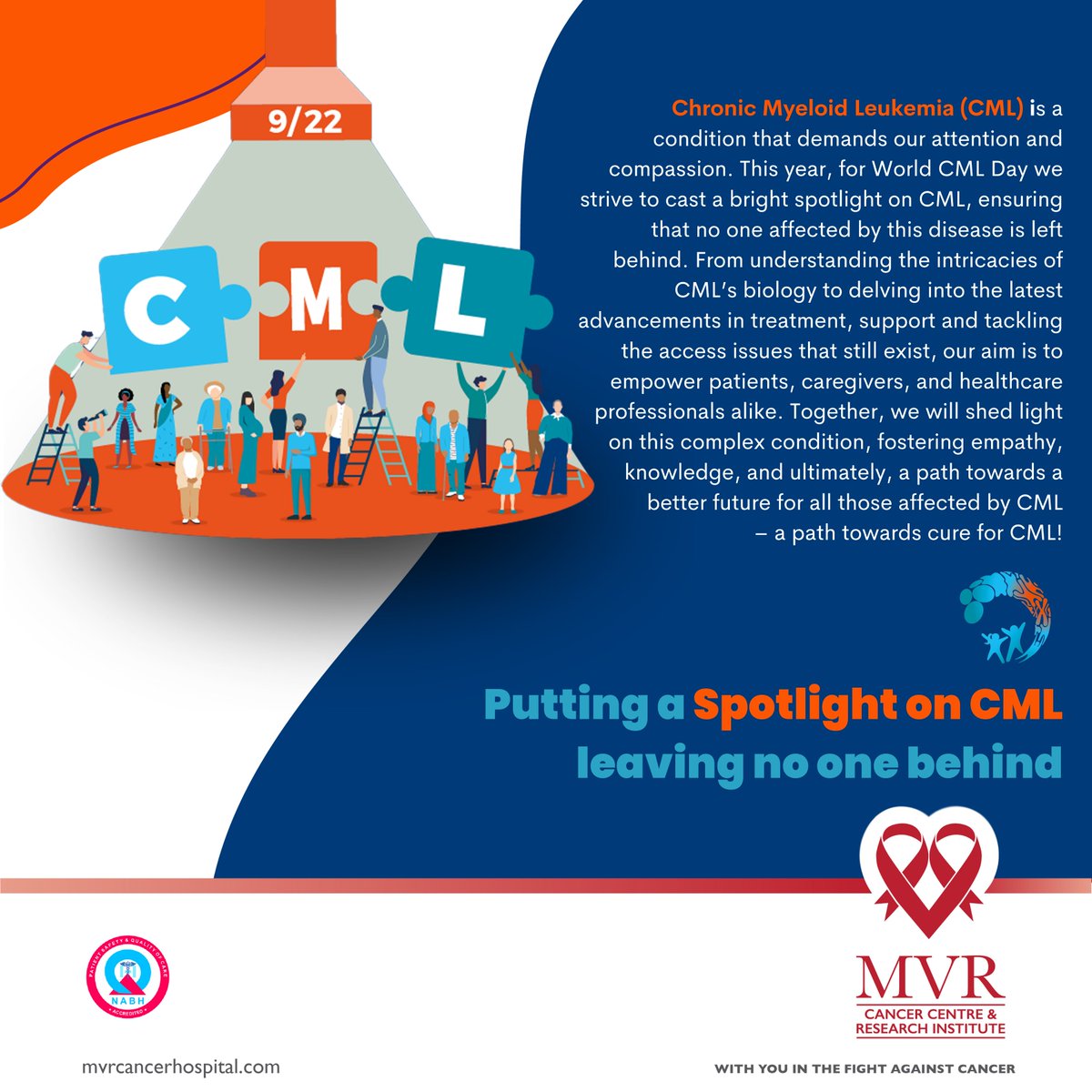 🎗️ Today, we commemorate Chronic Myeloid Leukemia (CML) Day.
 A day of reflection, awareness & unity in the fight against this challenging blood cancer.🦋
Let's unite in our commitment to #FightCML, providing hope & strength to those facing this diagnosis.
#CMLAwareness #mvrccri