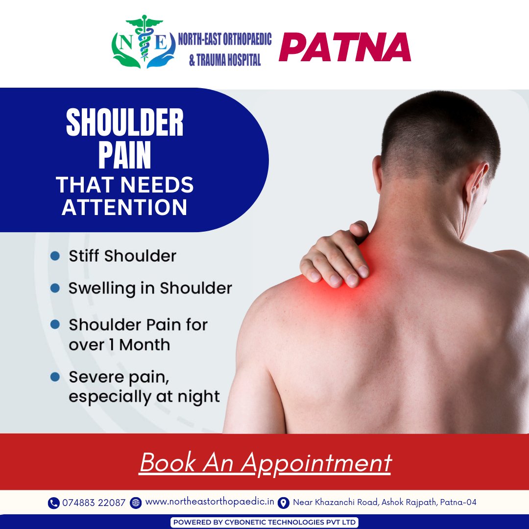 🚨 Don't ignore that nagging shoulder pain any longer! 🚨 It's time to take action and find relief. Book your appointment with us 

🌐northeastorthopaedic.in

#ShoulderPain #ShoulderStiffness #FrozenShoulder #JointPain #JointHealth #OrthopaedicHealth #BookNow #PainRelief #patna