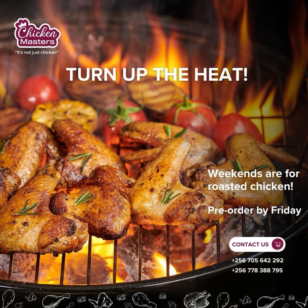 _chickenmasters's tweet photo. Ladies and gentlemen.. it’s the weekend🕺🏽 Order your weekend roast today for as low as 10,000UGX, and we’ll deliver your delicious chicken to your door! 

#TheChickenMasters #Friday https://t.co/D5amYpbFg5