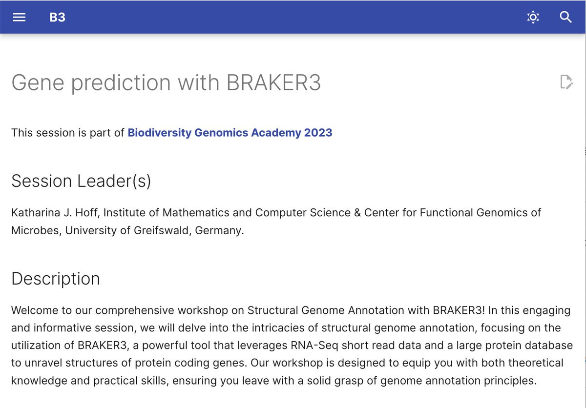 📣📣📣 Starting in 30 minutes! Gene prediction with BRAKER3 - BGA23.org/B3 with Katharina Hoff @katharina_hoff , who has been doing gene predictions since before I even knew what an intron was! :-) Zoom Link at BGA23.org/sessions