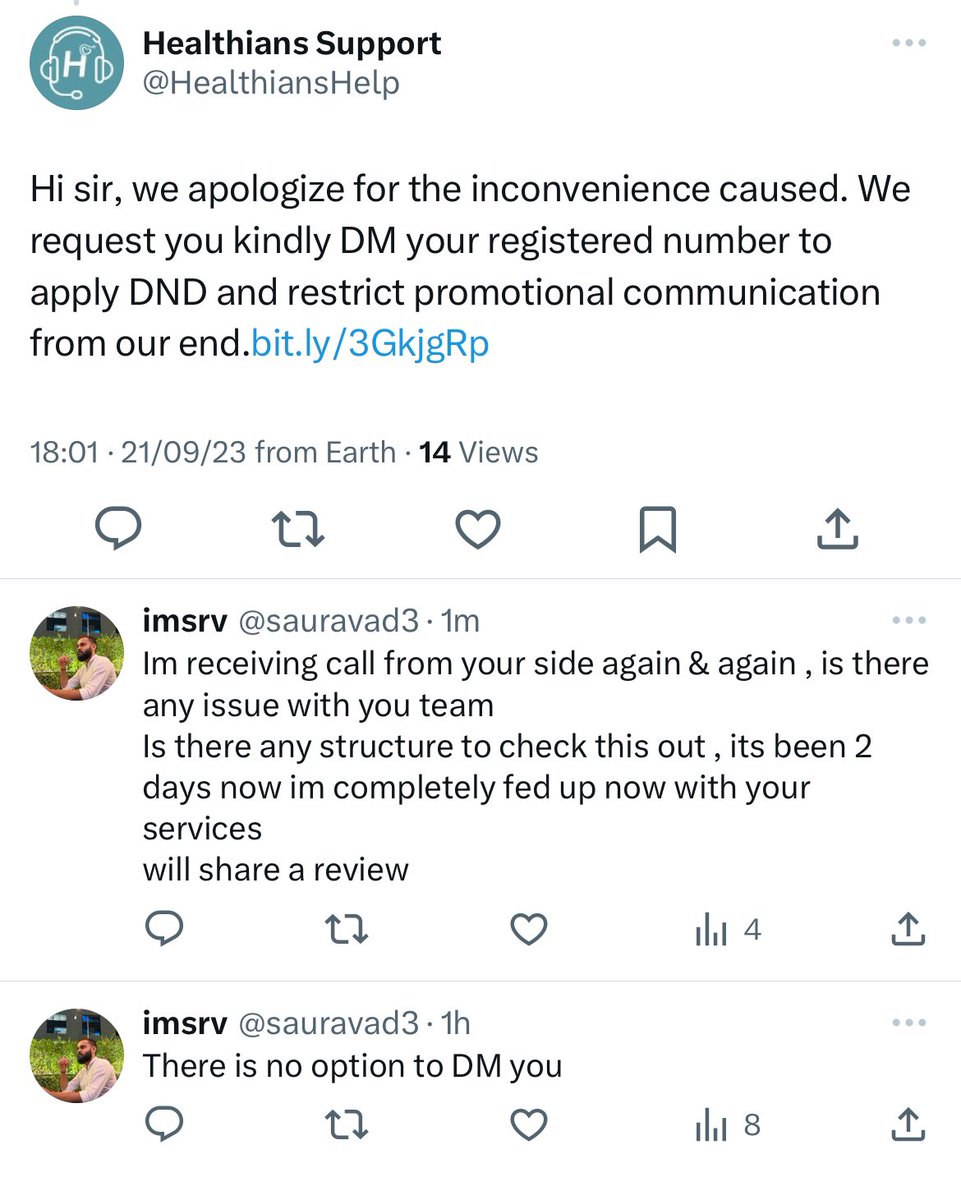 sauravad3's tweet photo. Hey @healthians @HealthiansHelp Despite multiple reminders not to call, I'm still receiving unwanted calls.
@CunsumerSupport @DCP_CCC_Delhi please help here https://t.co/VR0DlSQ3HE