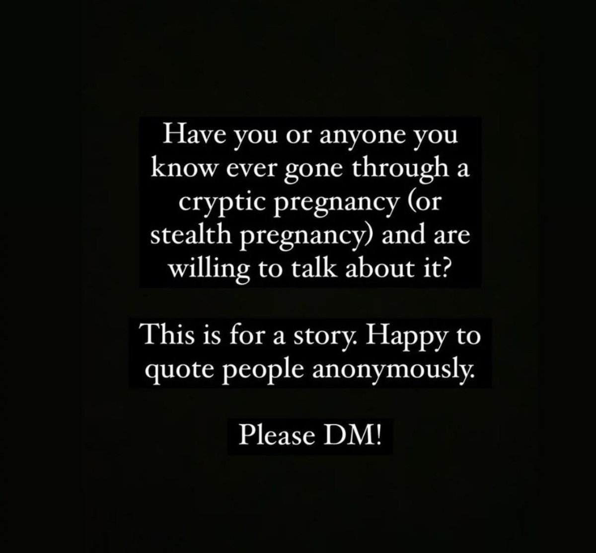 #journosourcerequest #crypticpregnancy #anon Please RT ❤️