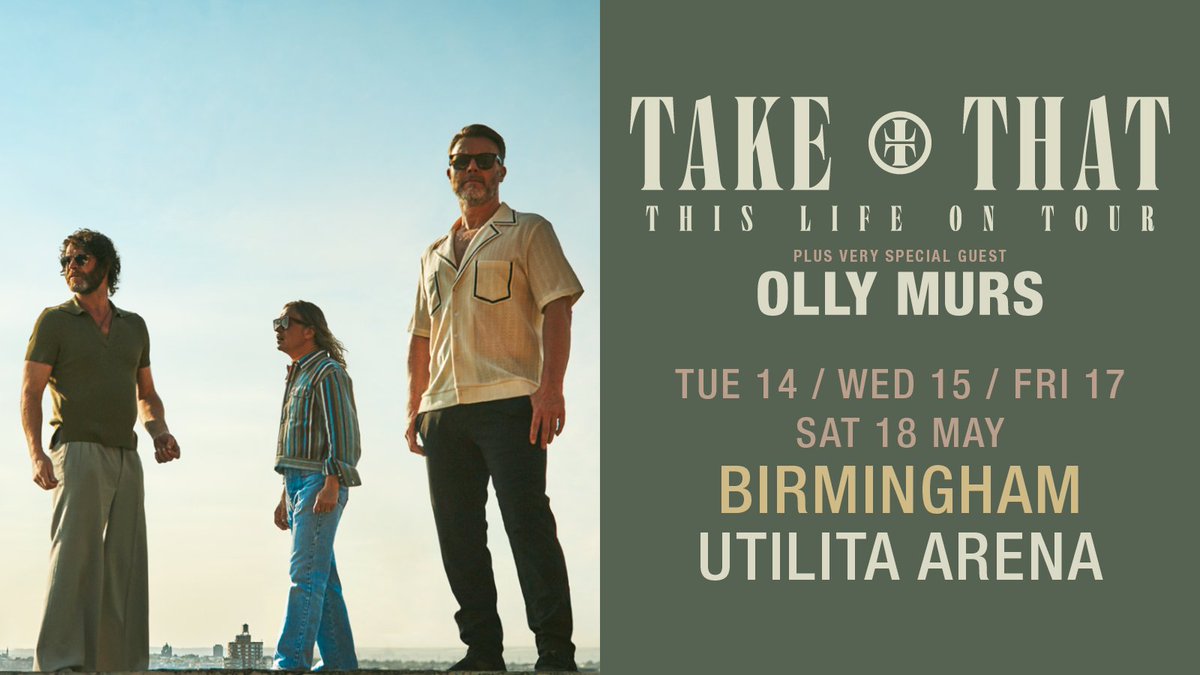 👀 Yep you guessed it, @takethat will be back in Brum on 14, 15, 17 and 18 May 2024 ⭐ Plus special guest @ollymurs 👇 Tickets go on sale Friday 29 September at 9:30am. Sign up for early access👇 bit.ly/46mhxYC