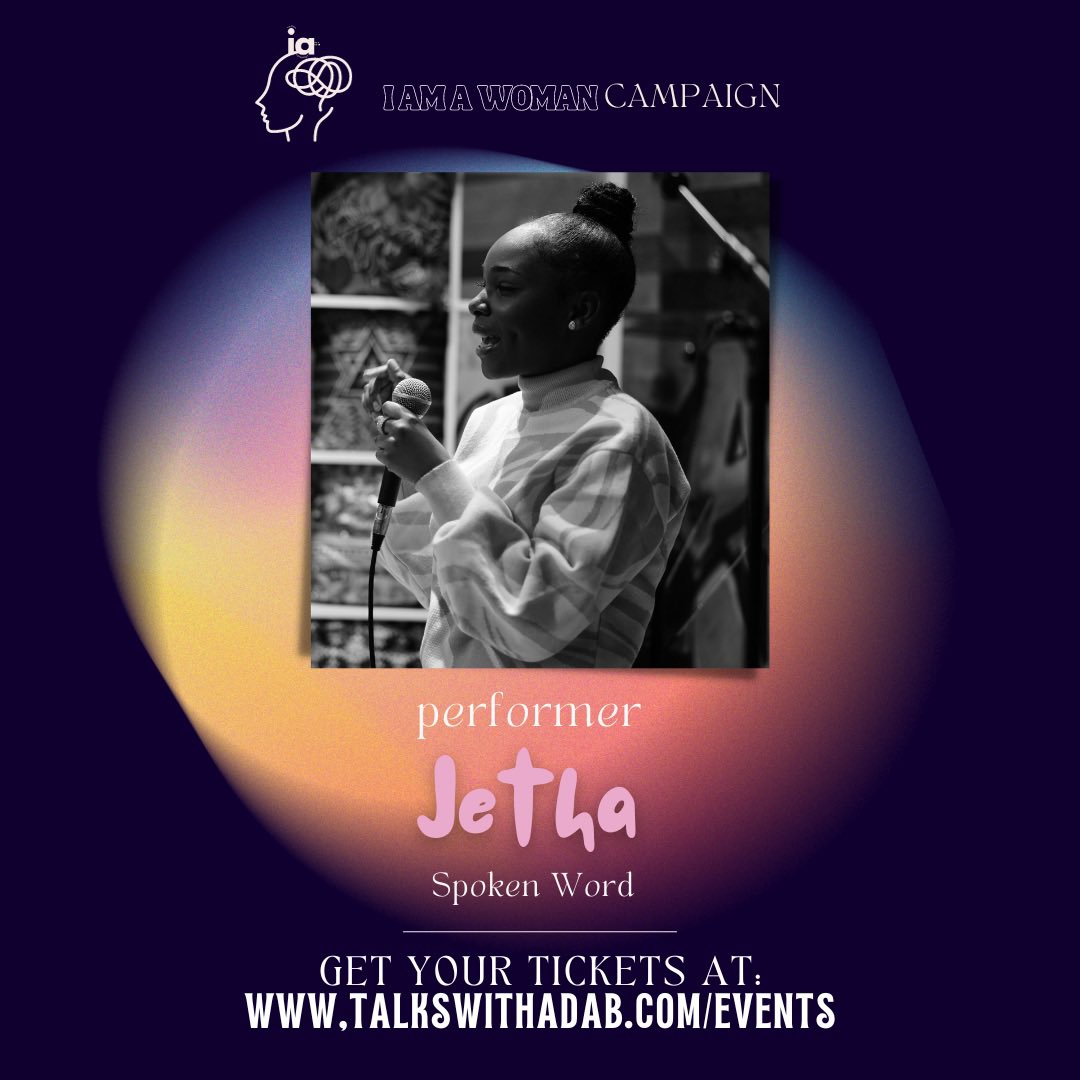 IAAWCampaign's tweet photo. @Saabirahlblog Next up is our line up of performers 🤩

🎤
1. Jetha @jetha_km (IG) a spoken word artist who creates stories &amp; poems that are relatable &amp; challenging 

Get your FREE ticket below ⬇️

📆: 07/10/23
🕓: 4pm - 7pm
🎫: https://t.co/vb7fg0LEoP

#MentalHealthAwareness https://t.co/dpRnFSCRUw