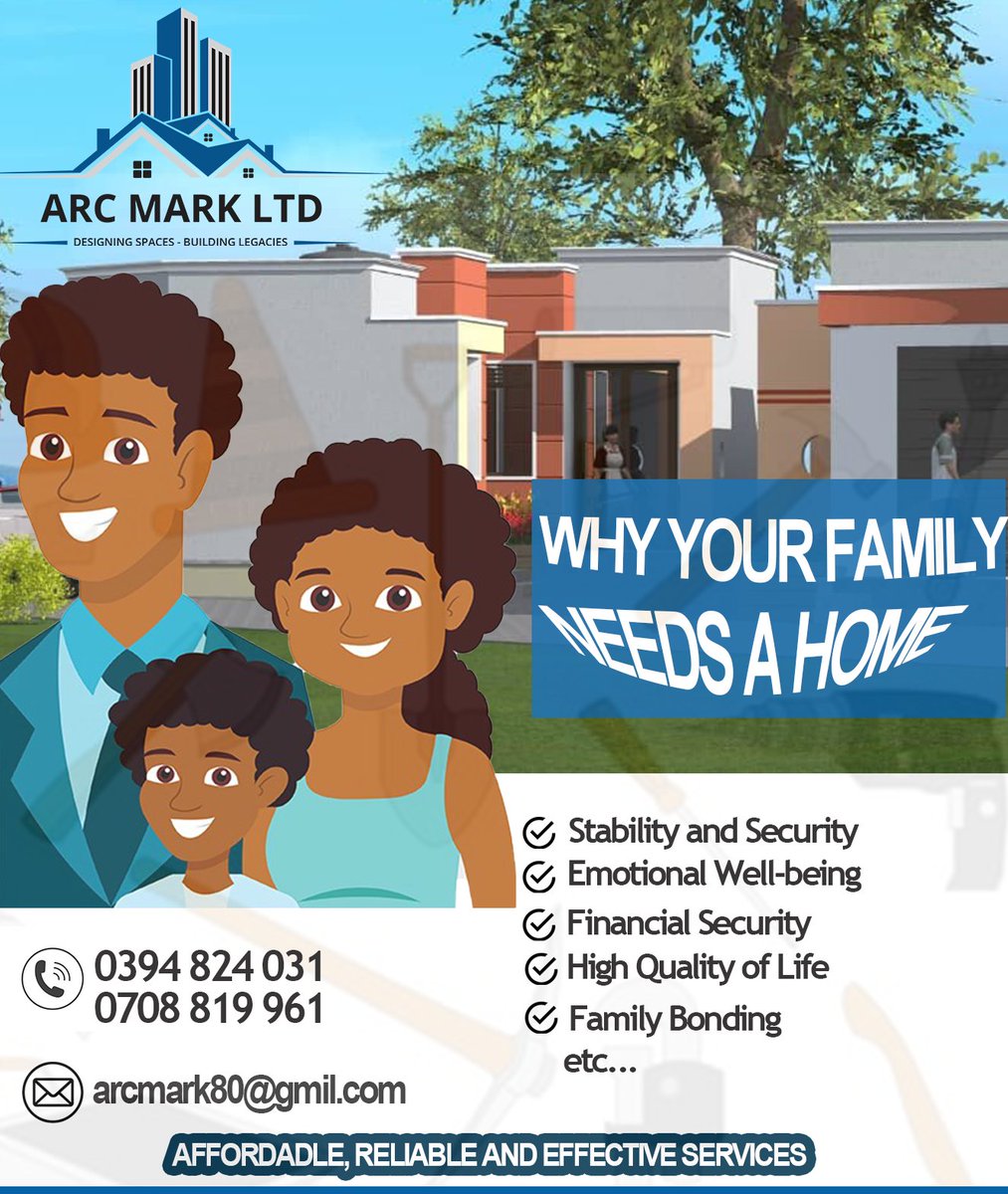 arclamackug's tweet photo. Secure your family's future with @arcmarkug!
Every family deserves a place to call home plus Stability, Privacy, Comfort, & a place to create cherished memories.
π€0708819961 / 0394824031, Let us help you find your perfect home sweet home.
#HomeSweetHome #ArcMarkUG #FamilyFirst https://t.co/dNdZx3bGS5
