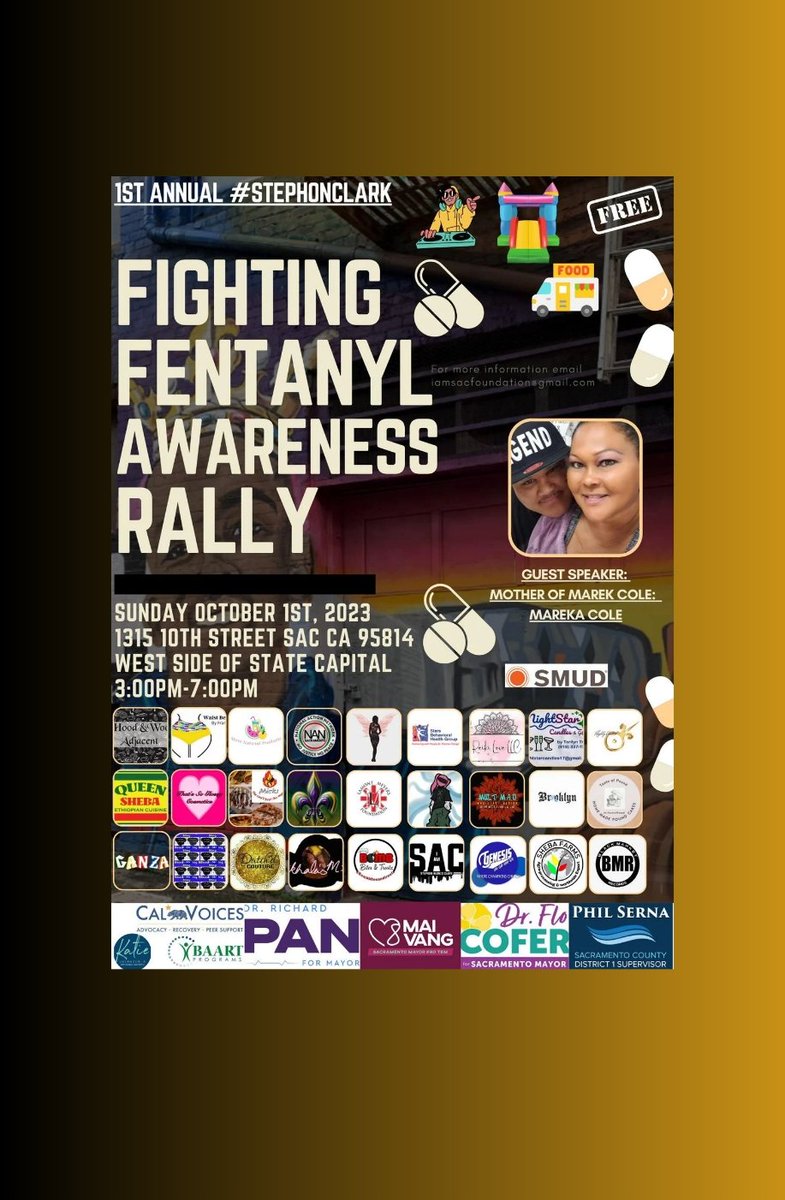 GoSacramento's tweet photo. ๐จShare!!! Don't miss it! Be there! ๐จ
๐1st Annual #StephonClark "Fighting Fentanyl Awareness Rally" ๐
โ๏ธ MEDIA! FENTANYL RALLY COVERAGE! โ๏ธ
๐ฅJoin Stevante Clark at the State Capitol on Sunday October 1st๐ฅ
๐บ๐ Where? ๐๐บ
1315 10th St. Sacramento, CA on the West Side of the State Capitol from 3pm to 7 pm.
#StephonClark #fentanyl #fentanylcrisis #Every11Minutes #fentanylkills #media #wewontbesilenced #druginducedhomicide #Sacramento #StevanteClark
@CalMatters @CBSSacramento @ABC10 @abc7newsbayarea @FOX40 @OANN @TheRevAl @LondonBreed @cjecofficial @jg_burgess @F1_Baddie @IAMFridayJones @DuncanFinlays12 @BrookeJenkinsSF @SacNewsReview @ZavalaA @kcranews @Sacbiz @sacbee_news