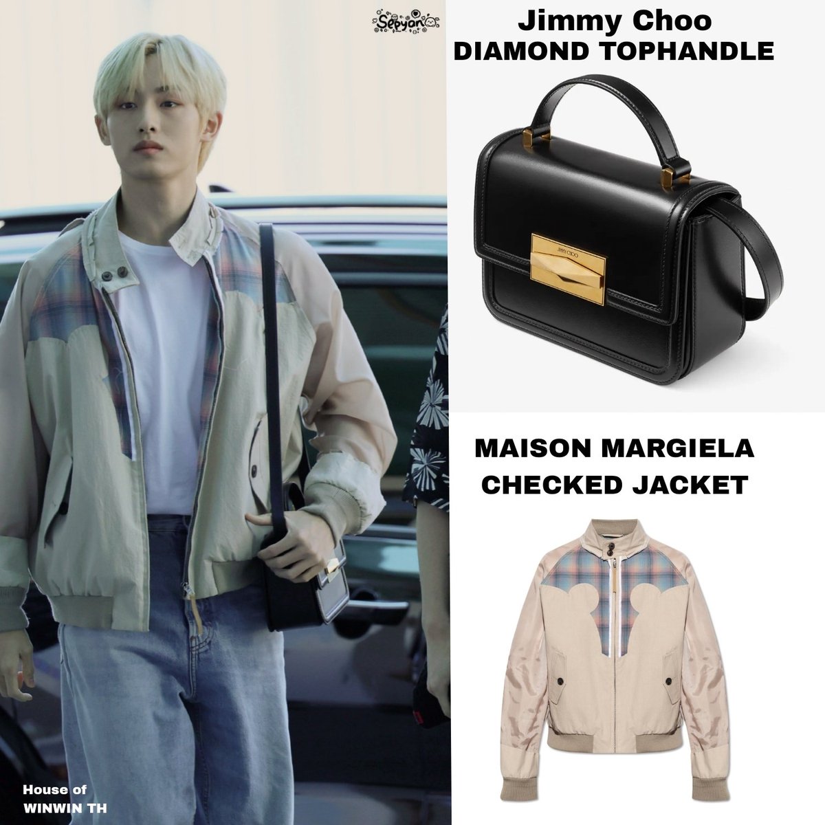 #WINWINLooks
WINWIN’S AIRPORT FASHION LOOK

▫️กระเป๋า｜Jimmy Choo 
DIAMOND TOPHANDLE

▫️แจ็กเก็ต｜MAISON MARGIELA
CHECKED JACKET

©️ 昀昀想吃鱼饼

#WINWINxJimmyChoo #MyDayWithChoo
#WINWINtoJAKARTA
#WINWIN #DongSicheng