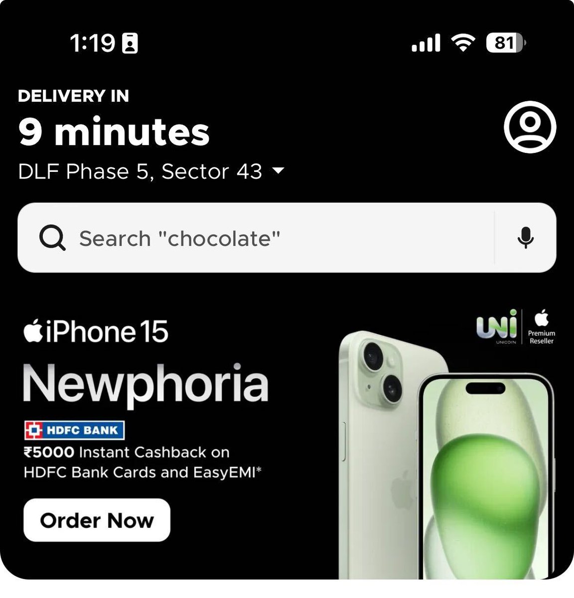 albinder's tweet photo. The all-new iPhone 15 is now available on Blinkit!

We’ve partnered with @UnicornAPR again to make this a reality for Blinkit customers in Delhi NCR, Mumbai &amp; Pune (for now).

Super proud of the platform that can put the new iPhone in your hands on launch day in 10 minutes!💛 https://t.co/QTFYkJ2nFL
