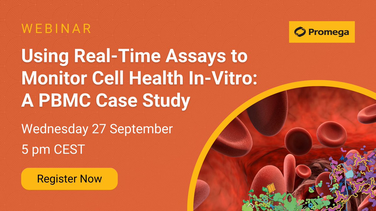 Join us next Wednesday for our webinar 'Using Real-Time Assays to Monitor Cell Health In-Vitro - A PBMC Case Study'. 🩸 We'll discuss multiplexing of real-time cellular health assays to monitor PBMC viability during extended in-vitro culture. Register: bit.ly/46q5rhr