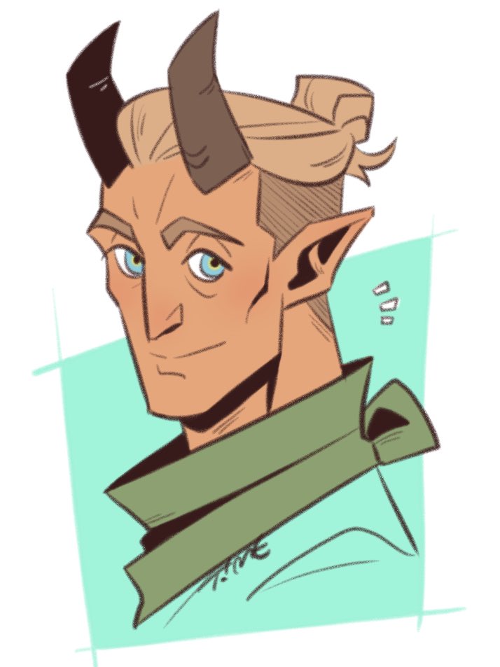 1boy solo male focus pointy ears horns smile looking at viewer  illustration images