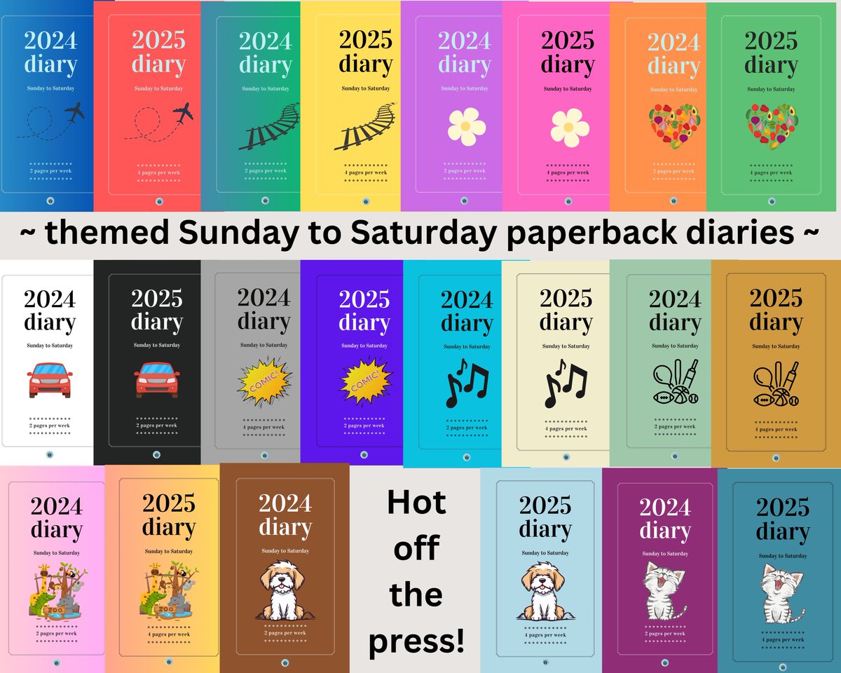 Looking for a 2024 and/or 2025 SUNDAY to SATURDAY paperback diary? I have a series with 11 themes, two pages or four pages per week. amazon.com/s?k=sunday+to+…
#sundaytosaturdaydiary #sundaytosaturdaydiaries #amazondiary #sundaydiary #sundaydiaries #themeddiary #themeddiaries