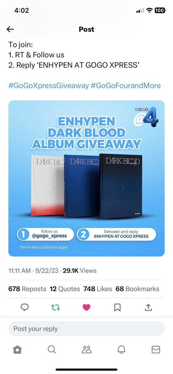 exosw08's tweet photo. @gogo_xpress ENHYPEN AT GOGO XPRESS' #GogoXpressGiveaway #GoGoFourandMore 

Thank you so much po for this giveaway!🥹✨🙏 https://t.co/MV4Jv5HaK5