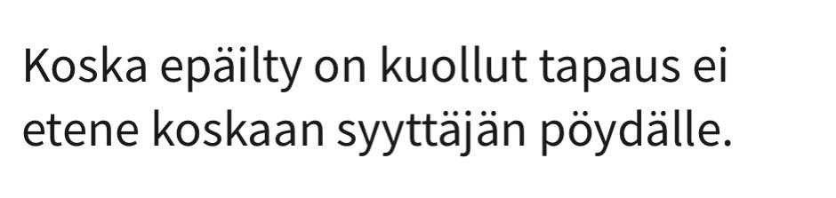Pilkun kaipuu. Ja kyllä, yritti puhelin ehdottaa jotain muuta pilkun sijaan. 

Vakava juttu, mutta hetken hymähdyksen sain tästä perjantaille. 

#kuolluttapaus