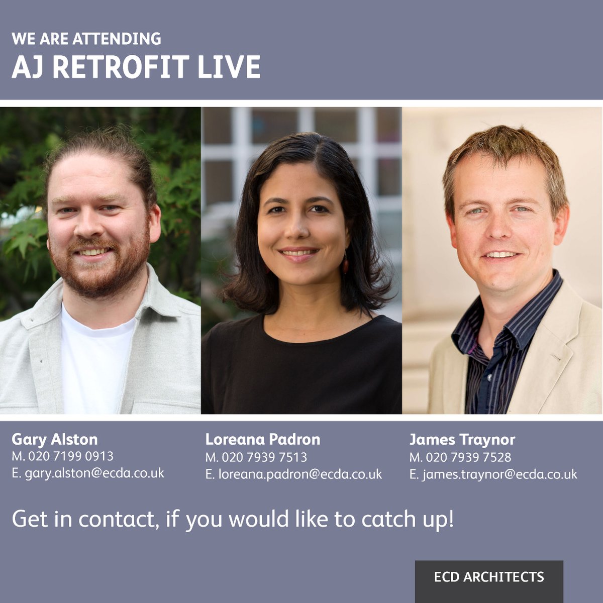ECDArchitects's tweet photo. ECD’s @jamestraynor50 @loreanap and Gary Alston are attending this year’s AJ Retrofit Live on  27/09/2023.
This is a chance for industry professionals to collaborate on identifying the best retrofit practices.
Don’t miss out on your chance to join them!
https://t.co/TkZGcU4hvS https://t.co/MdhLbTIxMG