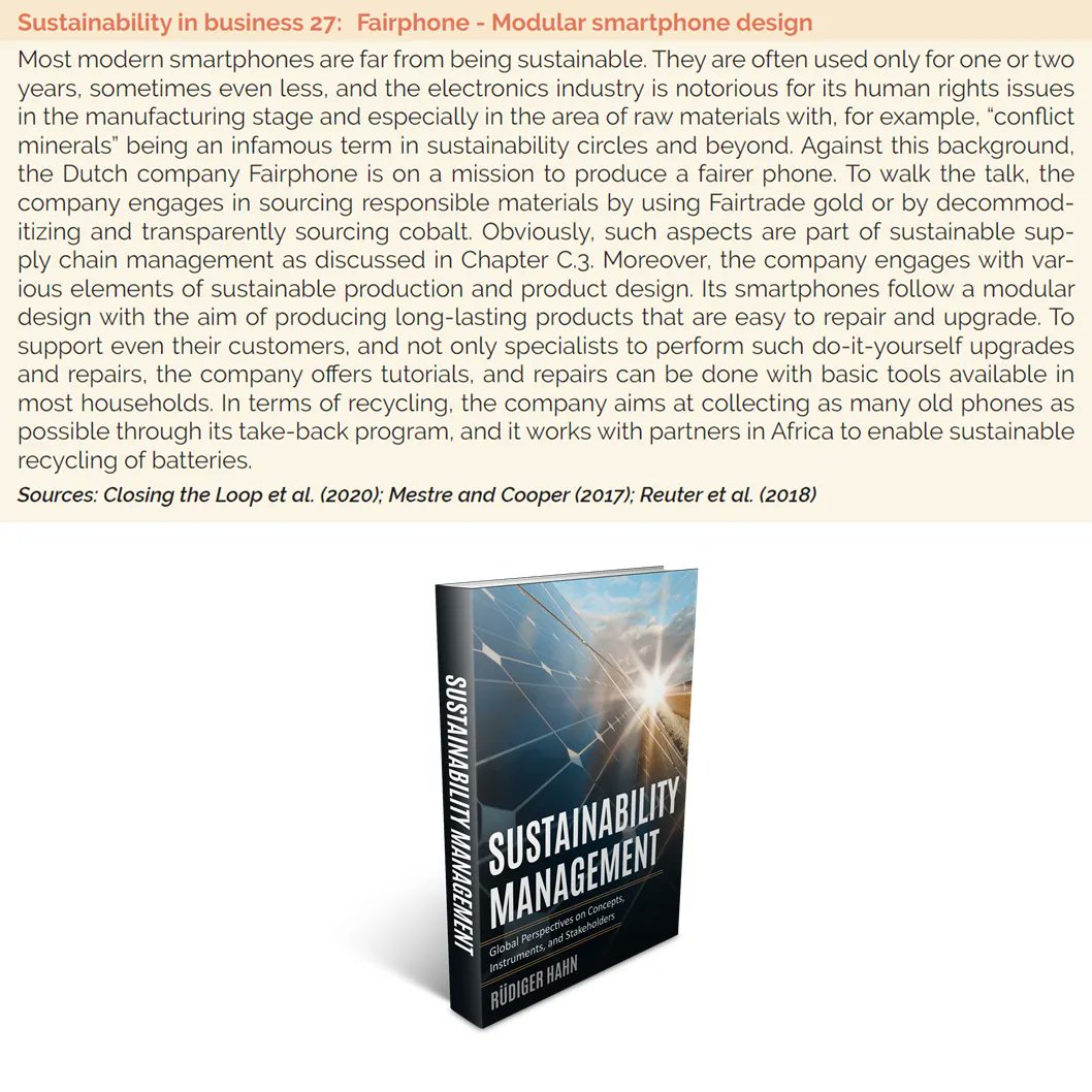 It's feature friday! Today: #Fairphone - Modular smartphone design. A *Sustainability in Business* feature from the #sustainabilitymanagement #textbook! More info: buff.ly/3H4XO2X