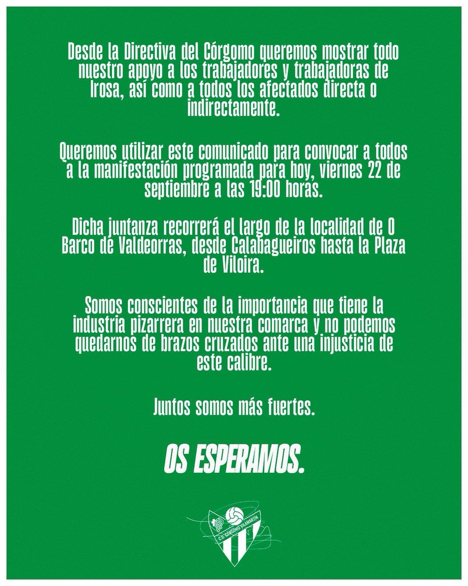CdCorgomo's tweet photo. COMUNICADO OFICIAL: IROSA https://t.co/9mALVKCp7N