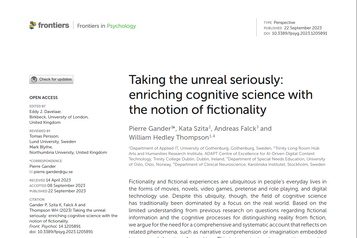 pierregander's tweet photo. In a new perspective paper in Frontiers in Psychology, we highlight a neglected, but growing, theme in cognitive science. Relevant to researchers of imagination, pretense, memory, narrative, virtual experiences, and more.
https://t.co/hUunTAjnZp https://t.co/eExGCwwxll