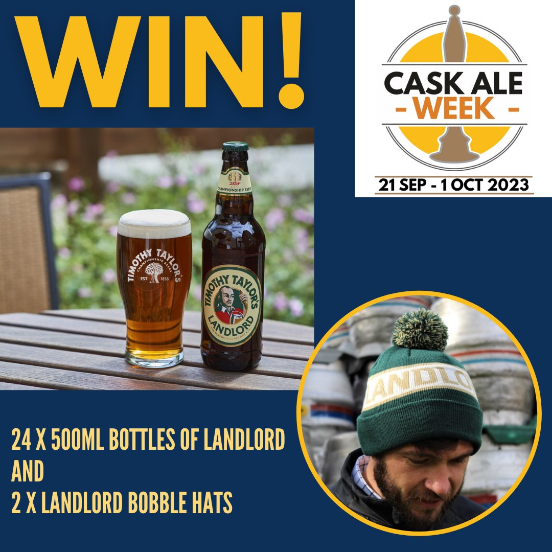 WIN 24 x Landlord 500ml bottles &amp; 2 x Landlord bobble hats!

To enter: 

1⃣Follow <a href="/CaskFinder/">CaskFinder</a> <a href="/TimothyTaylors/">Timothy Taylor's Brewery</a> 
2⃣Comment &amp; tag a friend  

*T&amp;C's apply. The competition runs from Fri 22nd Sept until midnight. The winner will be announced in the comments &amp; contacted during CAW.