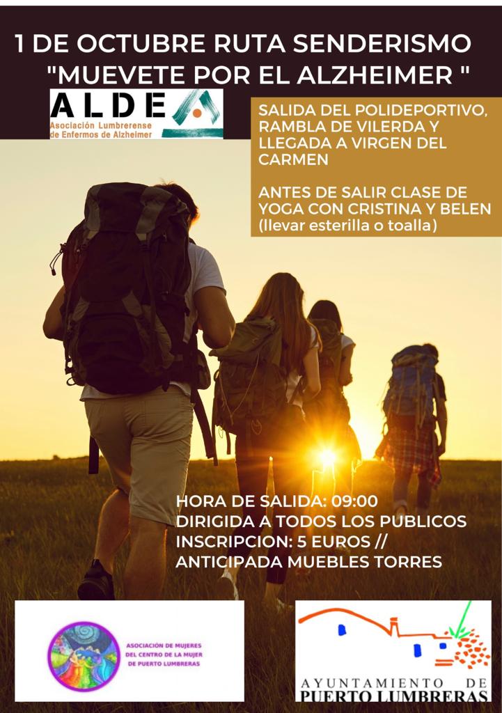 ACTIVIDADES EN PUERTO LUMBRERAS‼

🚶🚶 RUTA DE SENDERISMO 'MUÉVETE POR EL ALZHEIMER'

📆 Domingo, 1 de octubre

⌚ 09:00 h

📍 Salida: Polideportivo, Rambla de Vilerda

➡ Precio: 5€

➡ Más información en ALDEA o en la Asociación de Mujeres del Centro de Recursos Familiares.