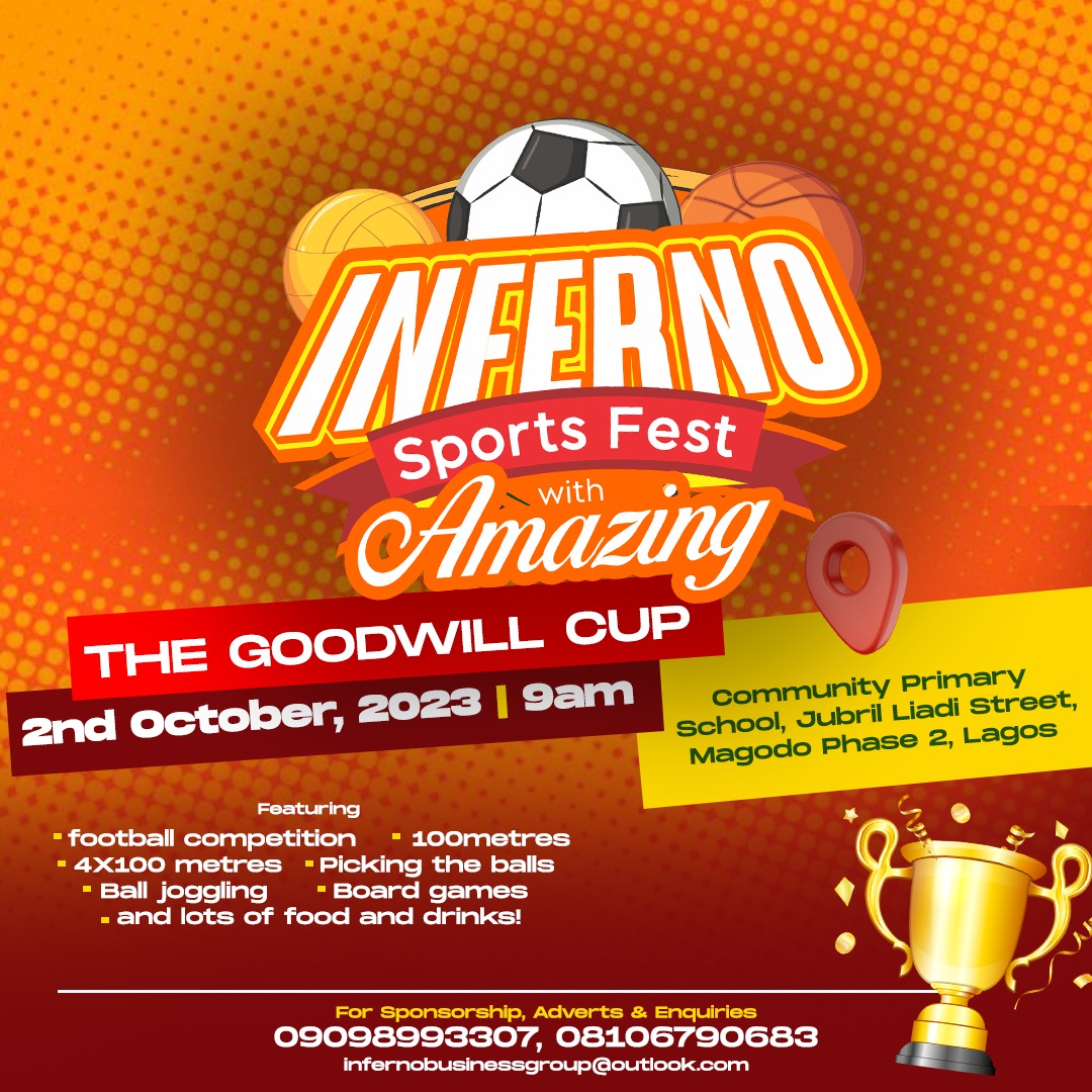 VANopsie's tweet photo. Hi everyone, I'm Opeyemi Olayinka and most of my friends call me Amazing.
My team and I come up with a sport event every year and I'll like you to be a part of this one.

Its scheduled for October 2nd in Magodo phase 2, Lagos. 

Kindly follow @InfernoEvents_ for more details. https://t.co/tPM62Ra0GQ