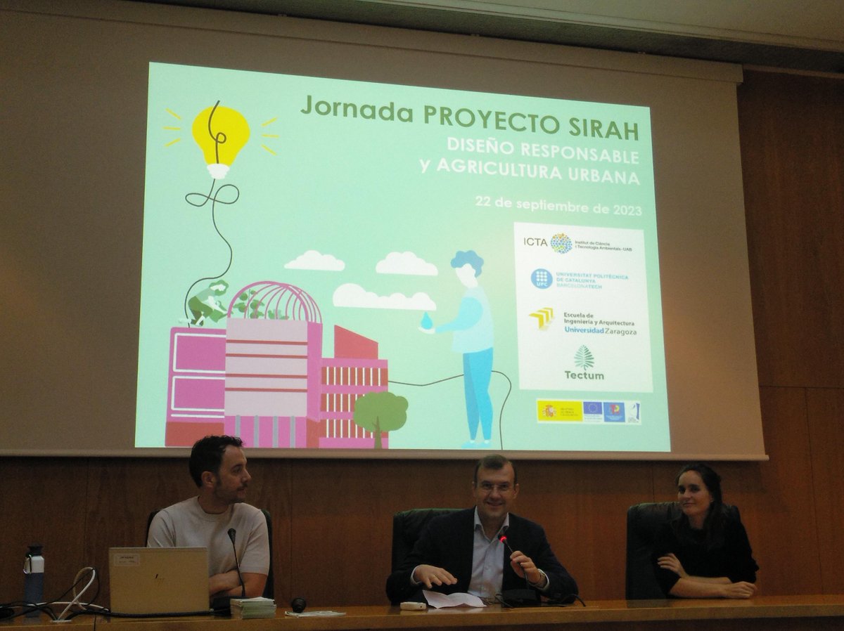sostenipra's tweet photo. Avui participem a la jornada del projecte #SIRAH a @EINAunizar per parlar d'#agriculturaurbana, #ecodisseny i #economiacircular 

Iniciem la sessió amb @jsierraperez de @EINAunizar  i Ramiro Gonzalez de @TectumGarden @ICTA_UAB @sostenipra 🧵 https://t.co/ocZna2gv5A